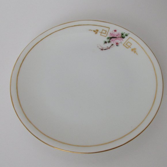 Thomas Bavaria 6" bread plate pink roses double gold line edge - Picture 1 of 4